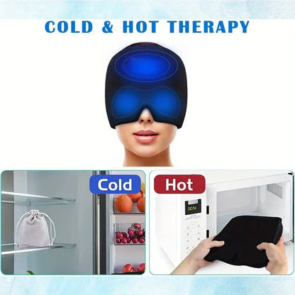 360 Gel Ice Migraine Relief Cap — Reusable Hot Cold Therapy Head Wrap for Headache, Sinus & Eye Pain