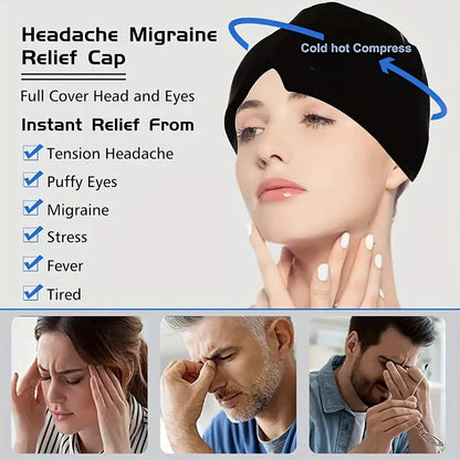 360 Gel Ice Migraine Relief Cap — Reusable Hot Cold Therapy Head Wrap for Headache, Sinus & Eye Pain